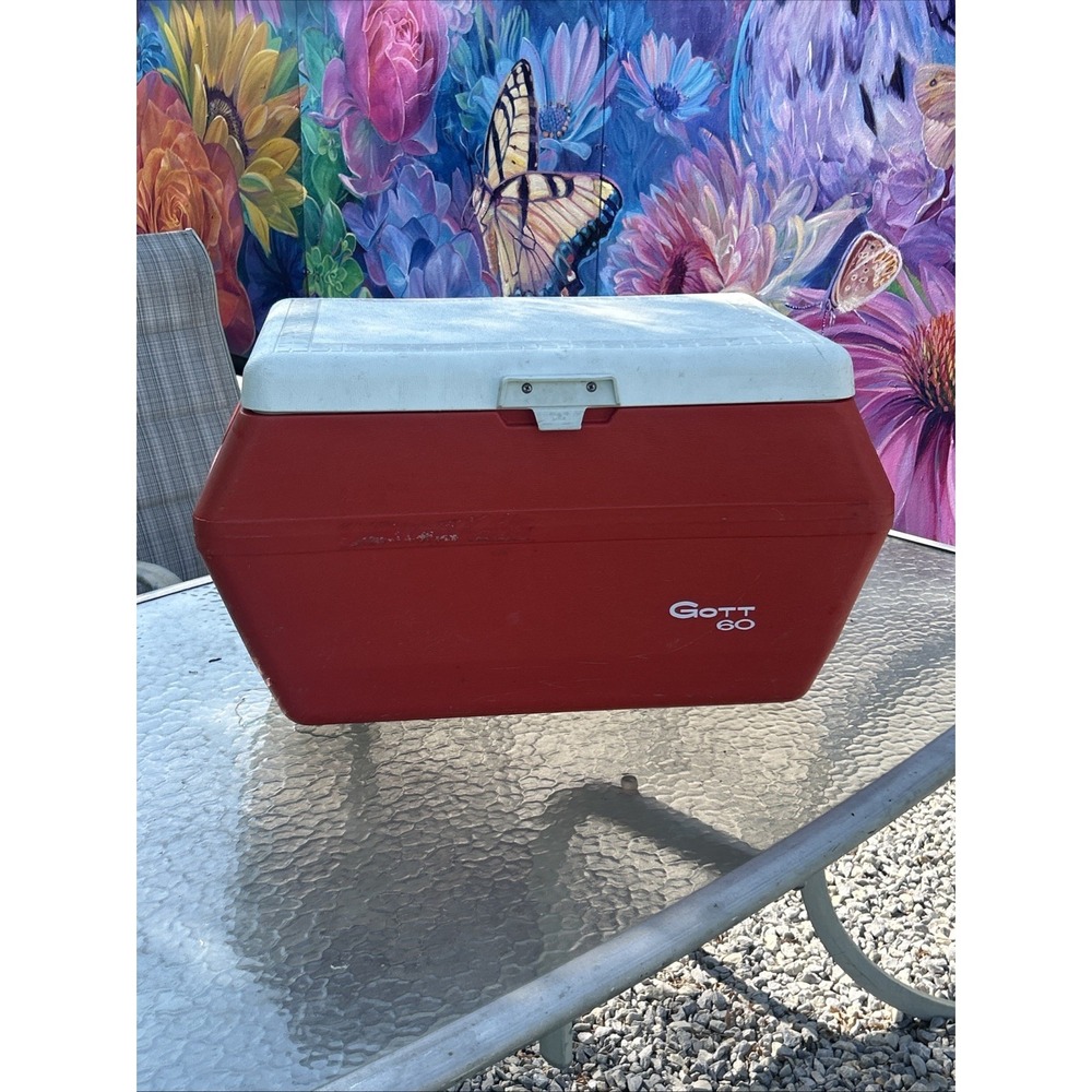 Vintage Gott Model 1960 60 Quart Cooler Large Ice Chest Red Mid Century Retro